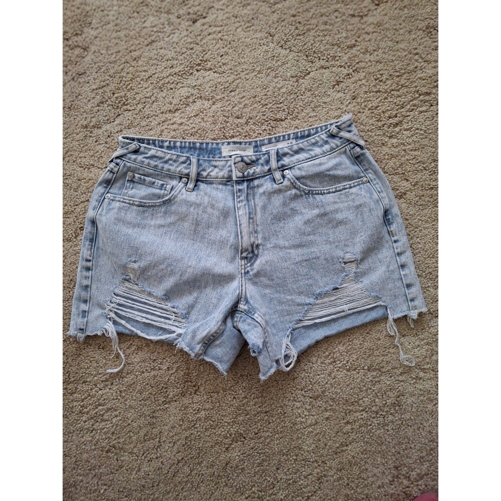 CLEO + Wolf Shorts Womens 29 Denim Cutoff Button FLy Distressed Ripped